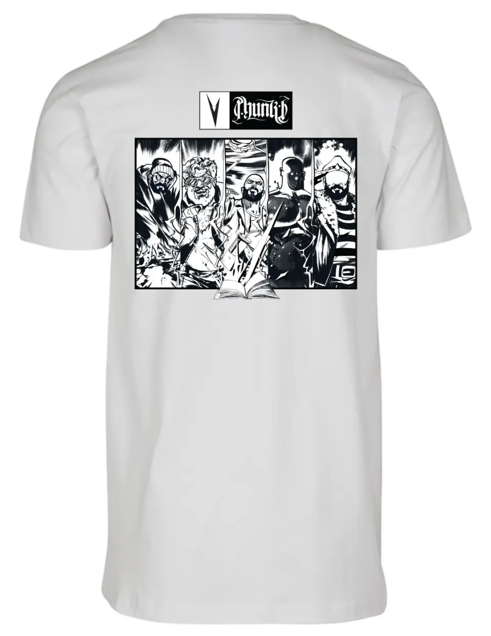 Tricou Premium_Phunk B_Comic pannel cu carte__spate_alb.jpg